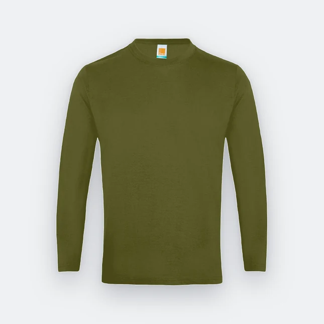 Ct54 comfy cotton long sleeve basic t-shirt olive colour view