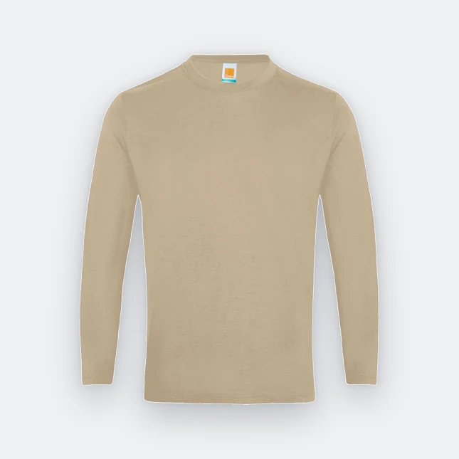 Ct54 comfy cotton long sleeve basic t-shirt sand colour view