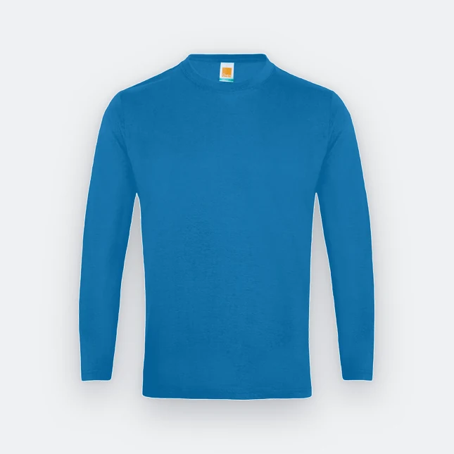 Ct54 comfy cotton long sleeve basic t-shirt sea blue colour view