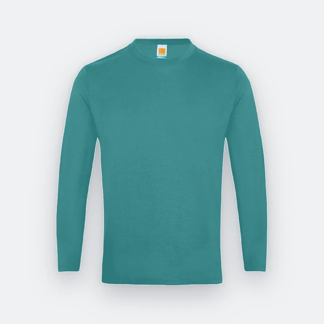 Ct54 comfy cotton long sleeve basic t-shirt teal colour view