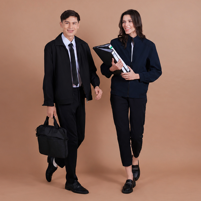 Ej02 corporate jacket unisex full-zip worn by model