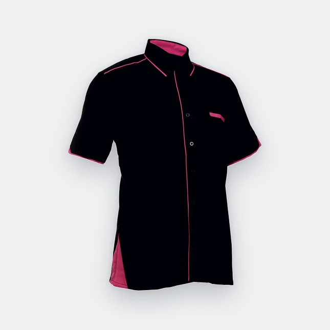 F116 Corporate Uniform Short Sleeve Shirt Hidden Pocket Black F116 corporate uniform short sleeve shirt hidden pocket black colour view