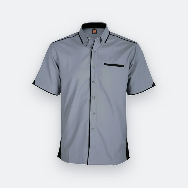 F116 Corporate Uniform Short Sleeve Shirt Hidden Pocket Dark Grey F116 corporate uniform short sleeve shirt hidden pocket dark grey colour view