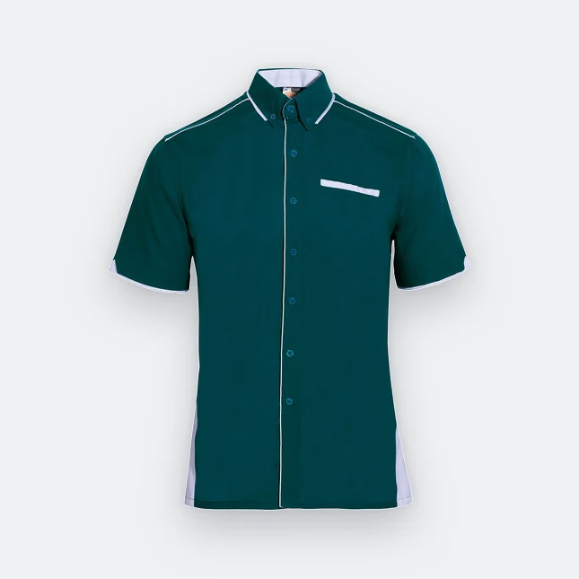 F116 Corporate Uniform Short Sleeve Shirt Hidden Pocket Midnight Green F116 corporate uniform short sleeve shirt hidden pocket midnight green colour view