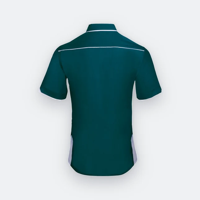 F116 Corporate Uniform Short Sleeve Shirt Hidden Pocket Midnight Green F116 corporate uniform short sleeve shirt hidden pocket midnight green back view
