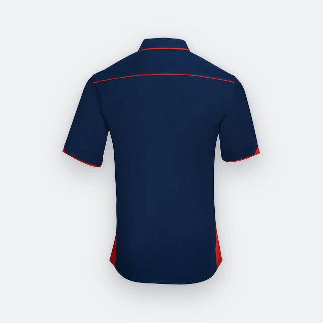 F116 Corporate Uniform Short Sleeve Shirt Hidden Pocket Navy Pro F116 corporate uniform short sleeve shirt hidden pocket navy pro back view