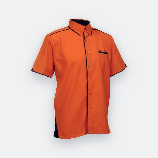 F116 Corporate Uniform Short Sleeve Shirt Hidden Pocket Orange F116 corporate uniform short sleeve shirt hidden pocket orange colour view
