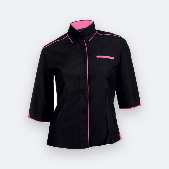 F117 corporate uniform female 3/4 sleeve hidden pocket black colour view