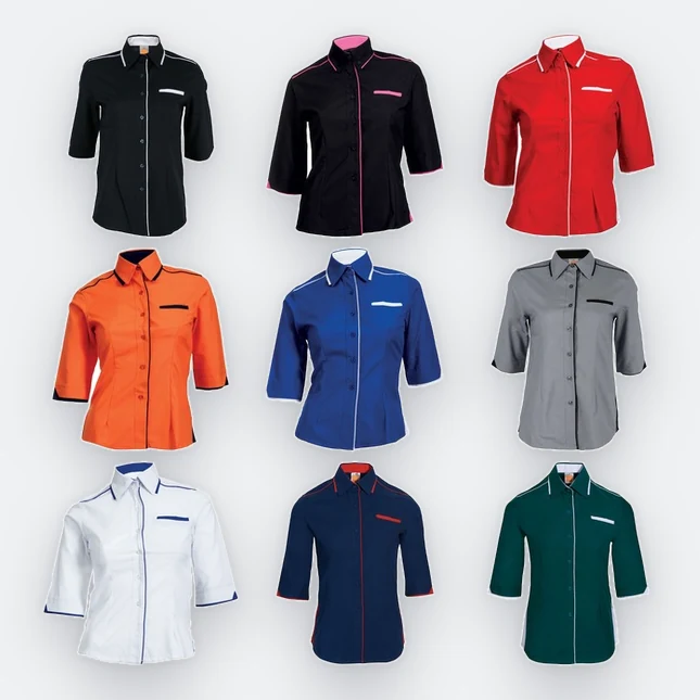 F117 corporate uniform female 3/4 sleeve hidden pocket all colours
