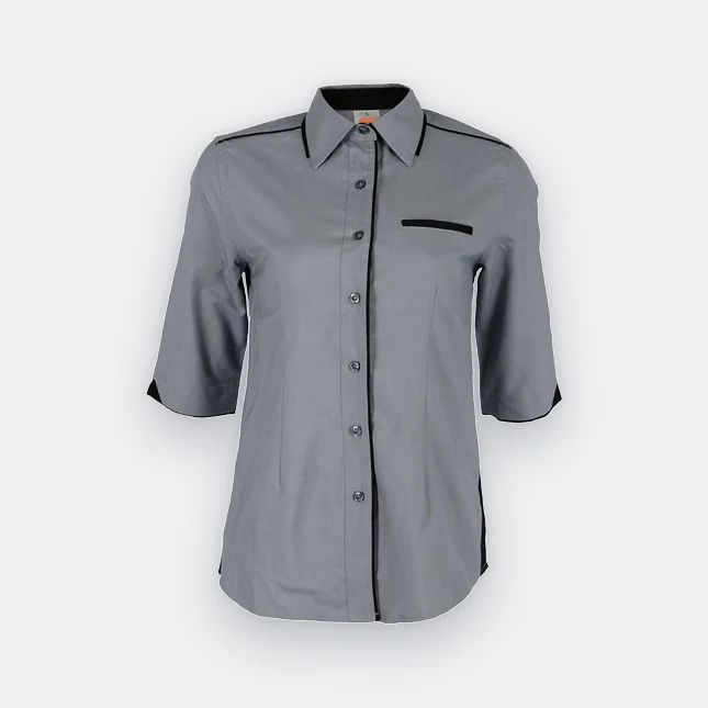 F117 corporate uniform female 3/4 sleeve hidden pocket dark grey colour view