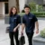 F117 corporate uniform female 3/4 sleeve hidden pocket worn by model