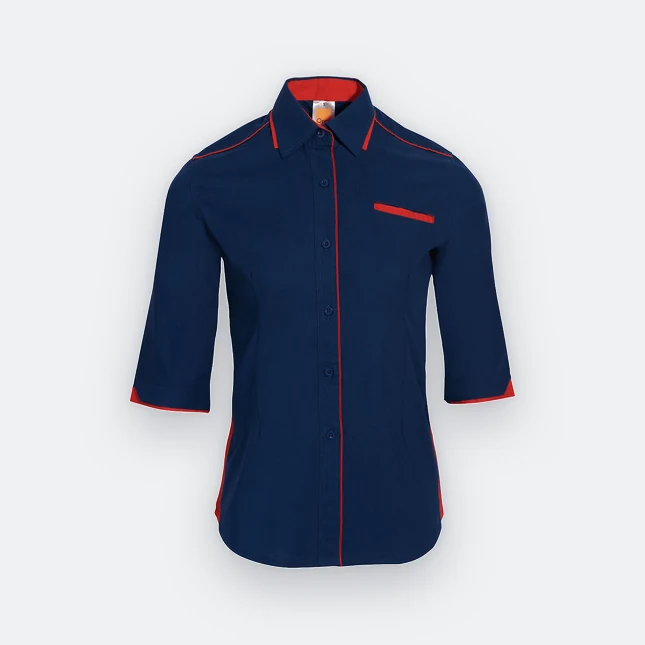 F117 corporate uniform female 3/4 sleeve hidden pocket navy pro colour view
