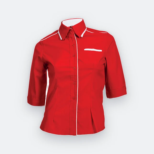 F117 corporate uniform female 3/4 sleeve hidden pocket red colour view