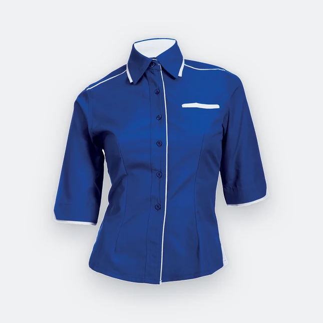 F117 corporate uniform female 3/4 sleeve hidden pocket royal colour view