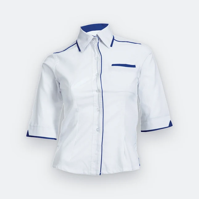 F117 corporate uniform female 3/4 sleeve hidden pocket white colour view