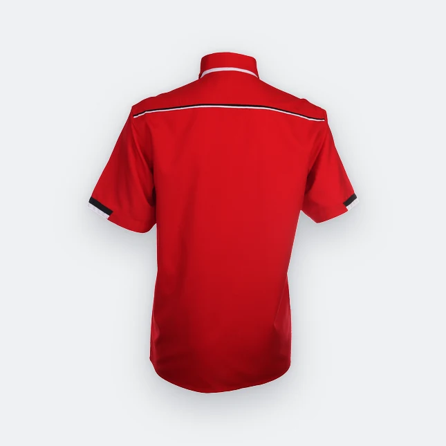 F126 Corporate Uniform Unisex Short Sleeve Three-Colour Contrast Back F126 corporate uniform unisex short sleeve three-colour contrast back view