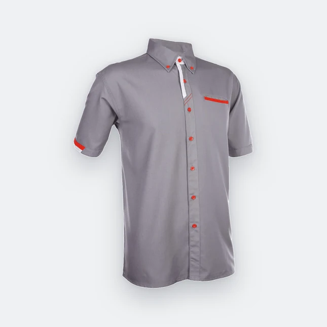 F126 Corporate Uniform Unisex Short Sleeve Three-Colour Contrast Dark Grey-White-Orange F126 corporate uniform unisex short sleeve three-colour contrast dark grey-white-orange colour view