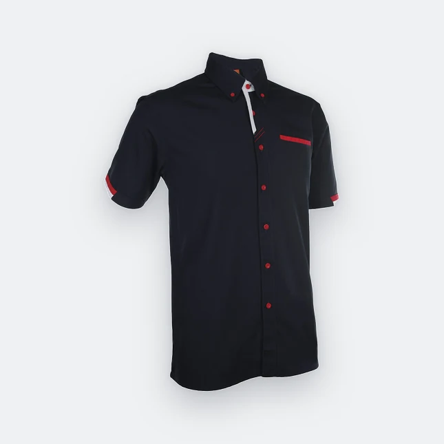 F126 Corporate Uniform Unisex Short Sleeve Three-Colour Contrast Navy-White-Red F126 corporate uniform unisex short sleeve three-colour contrast navy-white-red colour view