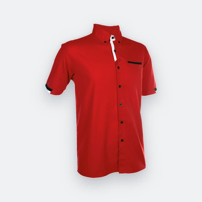 F126 Corporate Uniform Unisex Short Sleeve Three-Colour Contrast Red-White-Black F126 corporate uniform unisex short sleeve three-colour contrast red-white-black colour view