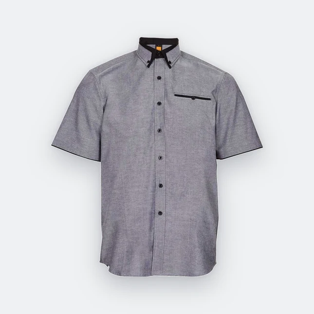 F142 Corporate Uniform Unisex Short Sleeve Oxford Black-Black F142 corporate uniform unisex short sleeve oxford black-black colour view