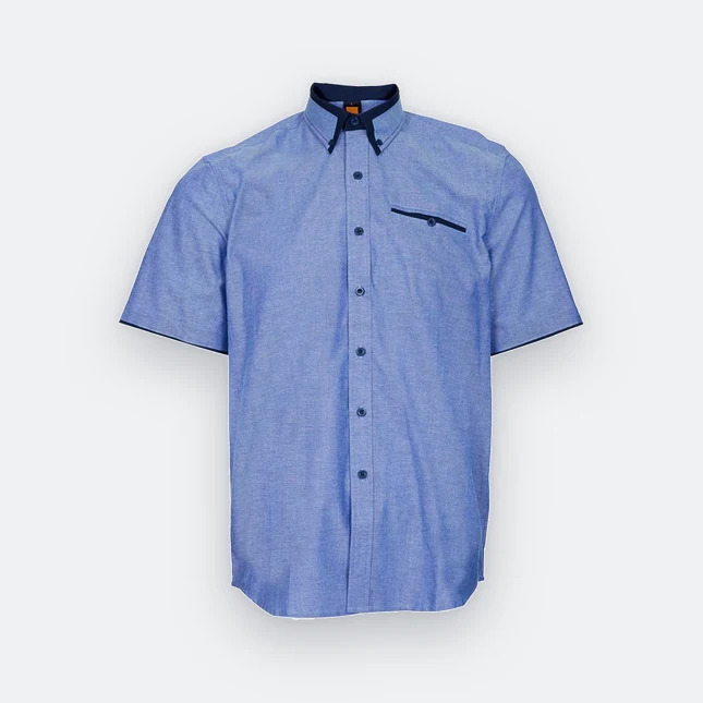 F142 Corporate Uniform Unisex Short Sleeve Oxford Light Blue-White F142 corporate uniform unisex short sleeve oxford light blue-white colour view