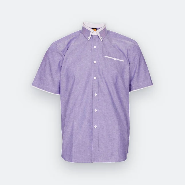 F142 Corporate Uniform Unisex Short Sleeve Oxford Light Purple-White F142 corporate uniform unisex short sleeve oxford light purple-white colour view