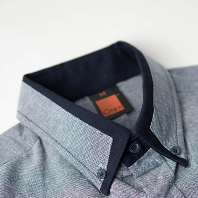 F142 Corporate Uniform Unisex Short Sleeve Oxford Model 4 F142 corporate uniform unisex short sleeve oxford worn by model