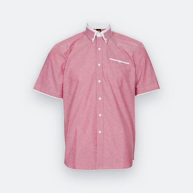 F142 Corporate Uniform Unisex Short Sleeve Oxford Red-White F142 corporate uniform unisex short sleeve oxford red-white colour view