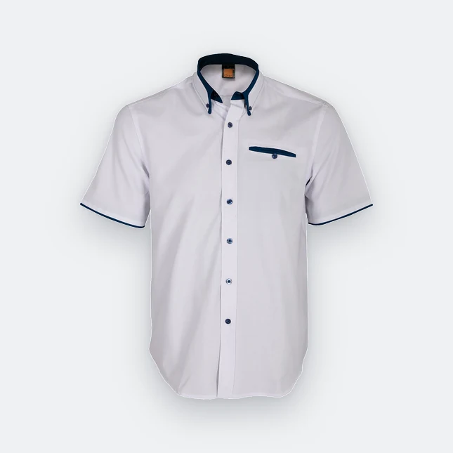 F142 Corporate Uniform Unisex Short Sleeve Oxford White-Navy Pro F142 corporate uniform unisex short sleeve oxford white-navy pro colour view