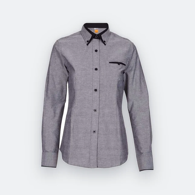 F143 corporate uniform female long sleeve oxford black-black colour view