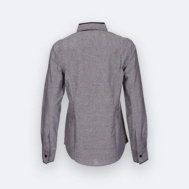 F143 corporate uniform female long sleeve oxford black-black back view