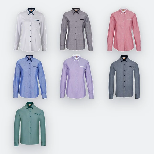 F143 corporate uniform female long sleeve oxford all colours