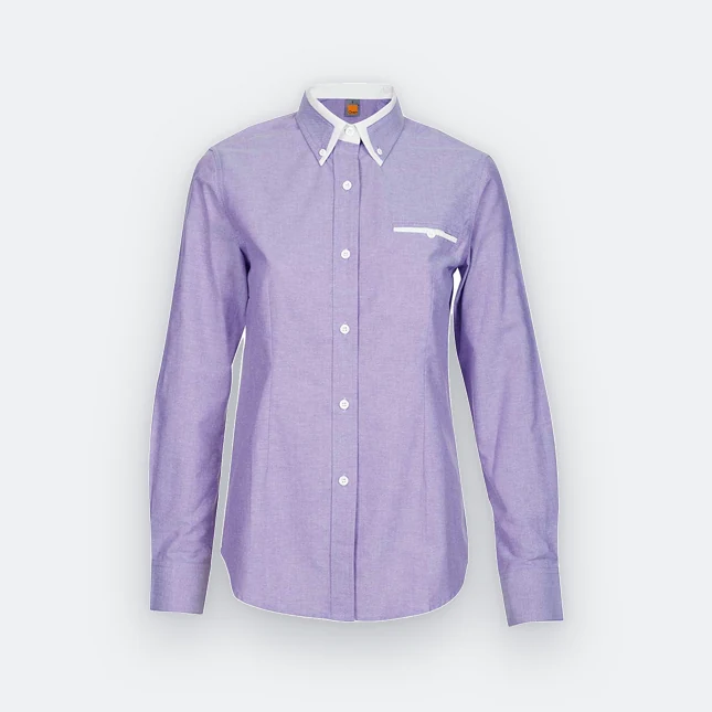F143 corporate uniform female long sleeve oxford light purple-white colour view
