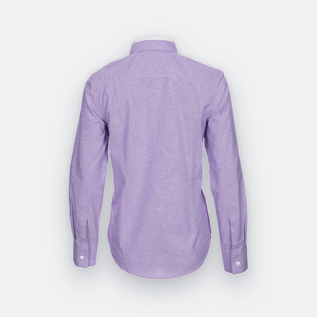 F143 corporate uniform female long sleeve oxford light purple-white back view