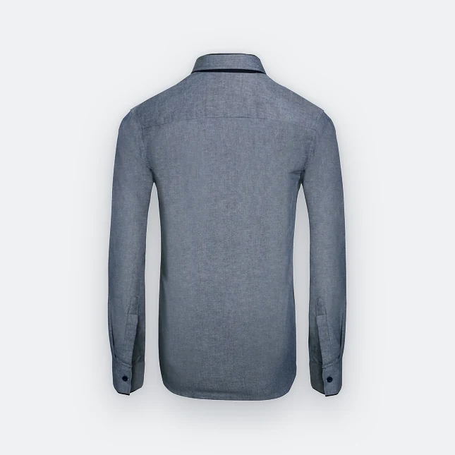 F143 corporate uniform female long sleeve oxford navy pro-navy back view