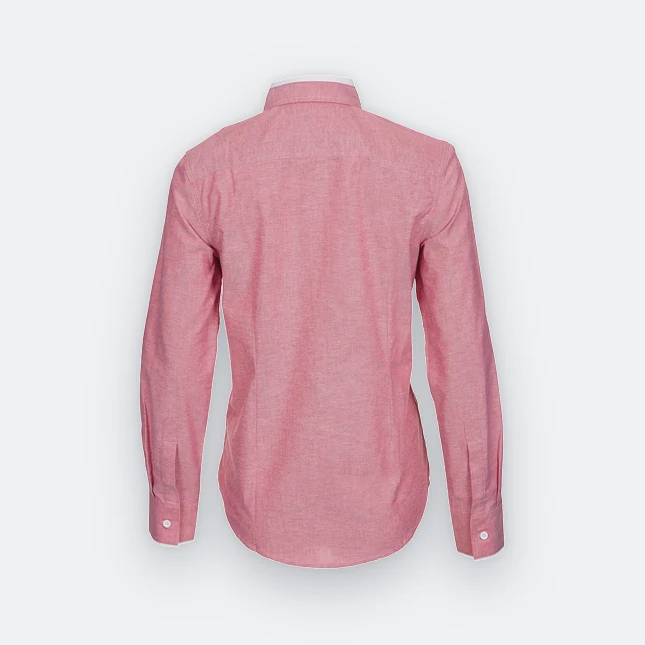 F143 corporate uniform female long sleeve oxford red-white back view