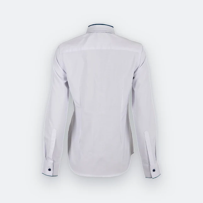 F143 corporate uniform female long sleeve oxford white-navy pro back view