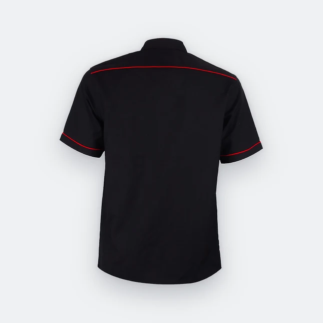 F146 Corporate Uniform Short Sleeve Shirt Contrast Collar Black-Red-White F146 corporate uniform short sleeve shirt contrast collar black-red-white back view