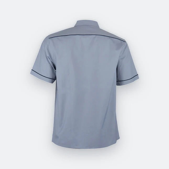 F146 Corporate Uniform Short Sleeve Shirt Contrast Collar Dark Grey-Navy-White F146 corporate uniform short sleeve shirt contrast collar dark grey-navy-white back view