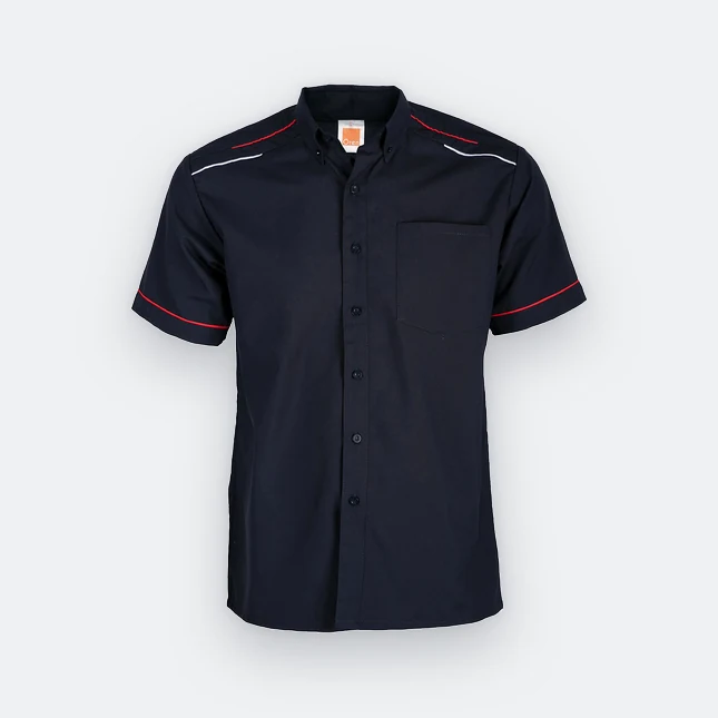 F146 Corporate Uniform Short Sleeve Shirt Contrast Collar Navy-Red-White F146 corporate uniform short sleeve shirt contrast collar navy-red-white colour view