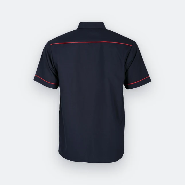 F146 Corporate Uniform Short Sleeve Shirt Contrast Collar Navy-Red-White F146 corporate uniform short sleeve shirt contrast collar navy-red-white back view