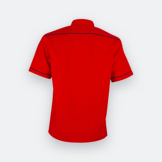 F146 Corporate Uniform Short Sleeve Shirt Contrast Collar Red-Navy-White F146 corporate uniform short sleeve shirt contrast collar red-navy-white back view