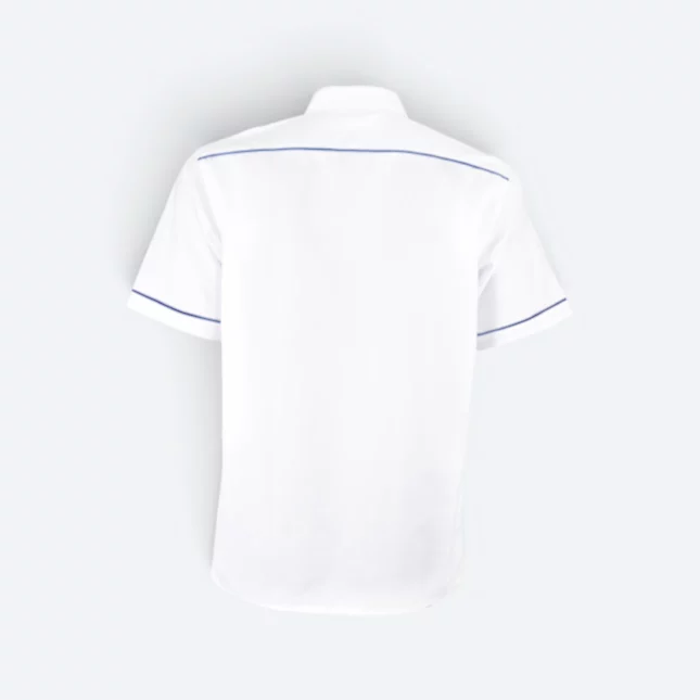 F146 Corporate Uniform Short Sleeve Shirt Contrast Collar White-Royal-White F146 corporate uniform short sleeve shirt contrast collar white-royal-white back view