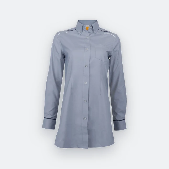 F147 corporate uniform long sleeve muslimah shirt dark grey-navy-white colour view