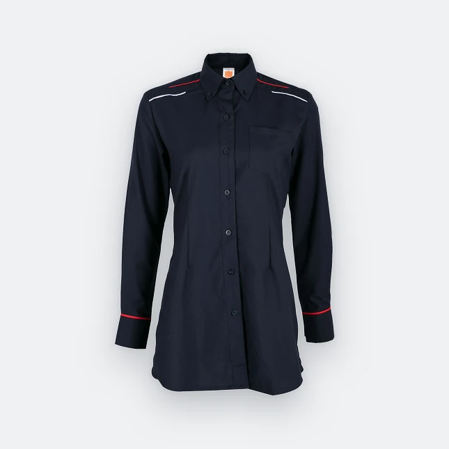F147 corporate uniform long sleeve muslimah shirt navy-red-white colour view