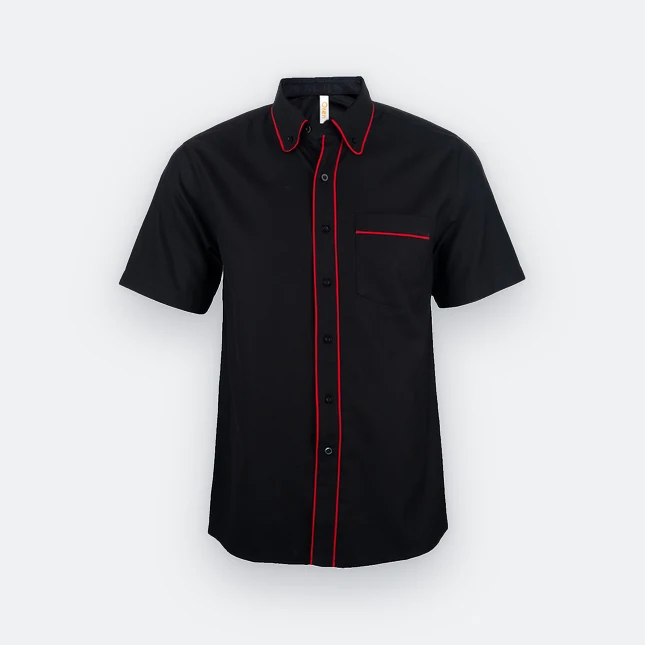 F148 corporate uniform unisex short sleeve contrast piping black colour view