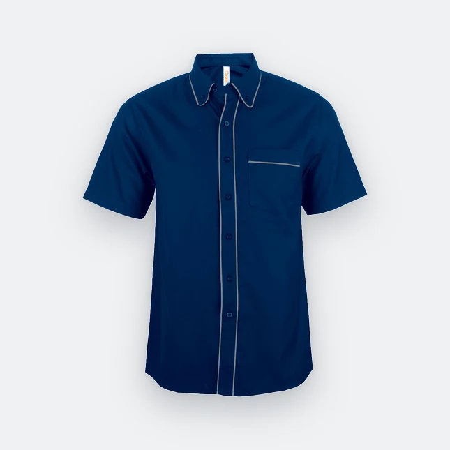 F148 corporate uniform unisex short sleeve contrast piping navy pro colour view