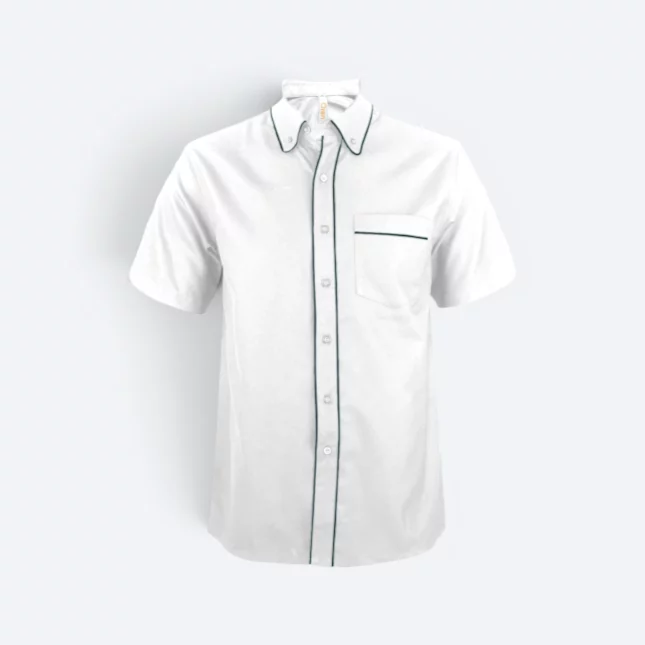F148 corporate uniform unisex short sleeve contrast piping white colour view