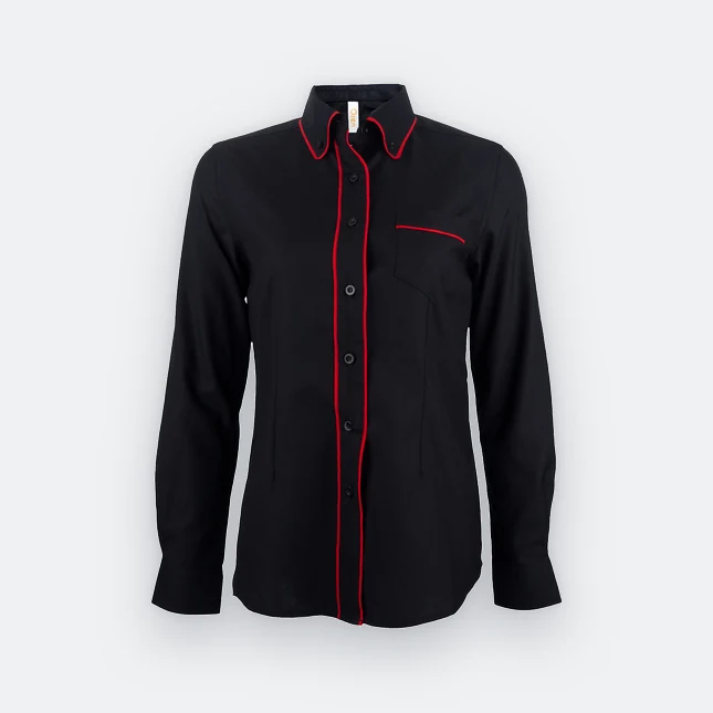 F149 corporate uniform female long sleeve contrast piping black colour view