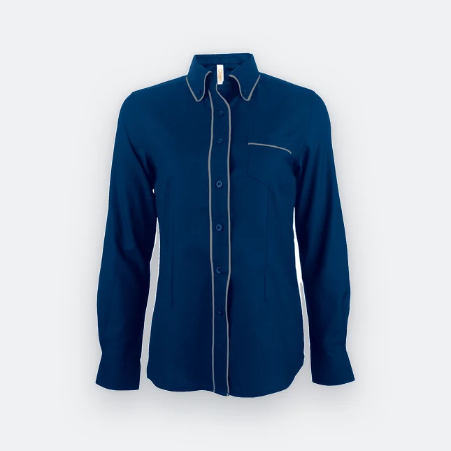 F149 corporate uniform female long sleeve contrast piping navy pro colour view